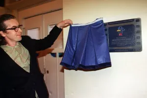 Peter Capaldi Scottish actor unveiling a plaque to Scots animator Norman McLaren