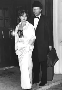 Peter Hall and Leslie Caron arrive at theatre premiere - January 1963