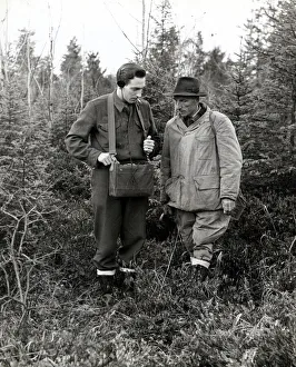 00028 Prints: Peter Harris and Michael Harlow - October 1947 use a Geiger counter to track down