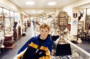 Peter Holden surveys one of the 5150 cups in the Real Madrid trophy room