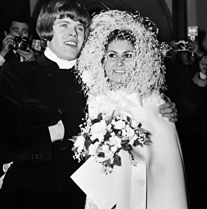Peter Noone, lead singer of the British pop group Hermans Hermits with his bride Mirielle