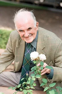 Flowers And Plants Prints: Peter Pashley with the Winchester Cathedral Rose at Edgbaston Botanical Gardens