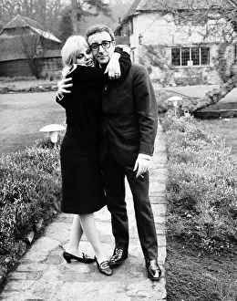 Peter Sellers actor with actress Britt Ekland at home in their garden