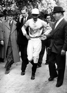 Captain Prints: Peter Townsend - October 1955 at Le Tremlay racecourse in Paris - after an amateur