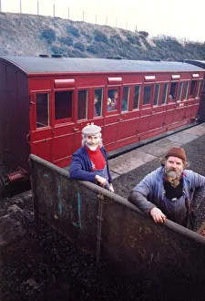 Peter Wakeman and Mel Deighton who restored the Victorian railway carriage at Tanfield