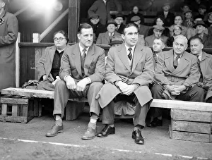 Bench Prints: Peterborough v Ipswich Town, FA Cup match at London Road, 19th November 1955