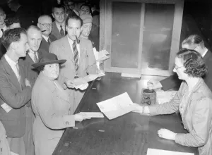 Rationing Prints: Petrol Rationing in Birmingham September 1939 People queue for petrol