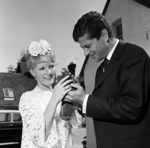 00899 Prints: Petula Clark marries Claude Wolff st St Peters Church in Lodsworth, Sussex
