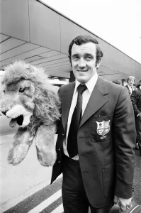 00414 Prints: Phil Bennett British Lion captain seen here at Heathrow Airport as the team prepare to