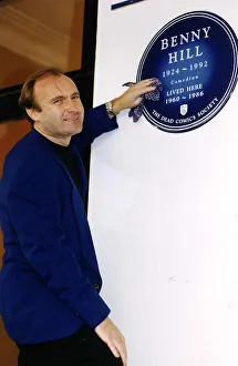 Phil Collins Polishes The Plaque In Rememberence Of The Late Benny Hill Actor Comedian