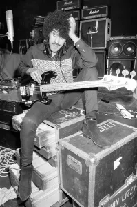 Phil Lynott of Thin Lizzy during a recording session for the groups new album