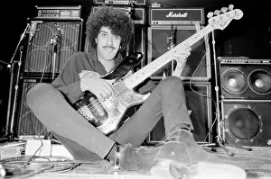 Phil Lynott of Thin Lizzy during a recording session for the groups new album