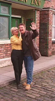 00138 Prints: Phil Middlemiss Coronation Street actor October 1998 with colleague Denise Welch