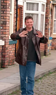 Phil Middlemiss Coronation Street actor October 1998 on the set on his last day as