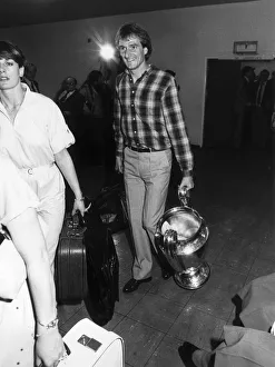 Luggage Prints: Phil Thompson Liverpool Football Player pictured at Airport on successful return with