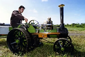 Vintage Prints: Philip Doran of Newton Aycliffe, with his miniature Burrell traction engine in action