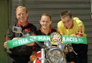 00197 Prints: Phillip McCallen MotorCycle Racing centre celebrates his race victory after the 90th