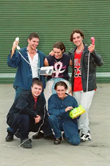 01000 Prints: Photo shows boy band Take That, Howard Donald (top left), Jason Orange (top middle)