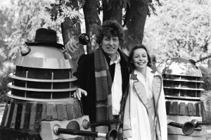 00512 Prints: Photocall - Doctor Who, actor Tom Baker - the 4th Doctor - pictured with fellow Time Lord