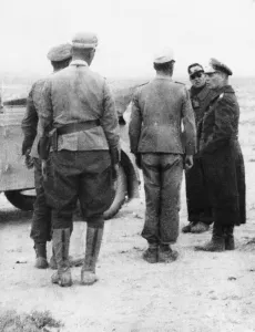 North Africa Prints: Photograph of Erwin Rommel (side face to camera) taken by a German soldier near Mersa