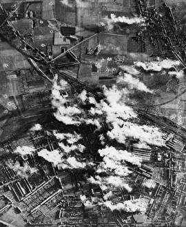 Usaaf Prints: Photograph taken during a daylight attack on the steel and engineering works of the Cie