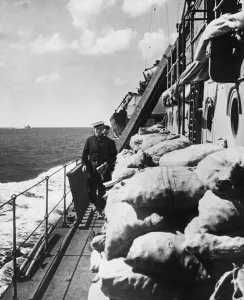 01462 Prints: Photograph taken on a ship transporting stores to Tobruk during Second World War