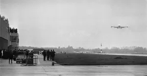 Photographers on the apron awaiting the arrival of the first Boeing 747