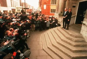 Photographers taking pictures at the wedding of Andrew Parker Bowles