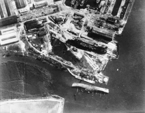 01438 Prints: A photographic reconnaissance of Rotterdam discloses that damage inflicted by Blenheim