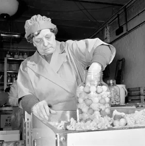 Pickle Packers: Pickle packers placing onions in jars. 1954 A156-005