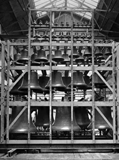 1929 Prints: This picture gives a remarkable idea of how the complete carillon looks in its frame