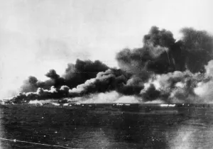 01445 Prints: A picture showing a German airfield In Cyrenaica after an RAF raid