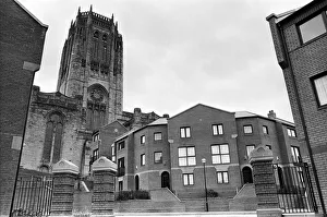 00663 Prints: Picture showing how the Liverpool Anglican Cathedral precincts have changed from terraced