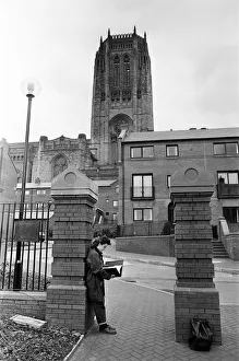 00663 Prints: Picture showing how the Liverpool Anglican Cathedral precincts have changed from terraced