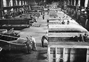 01442 Prints: Picture shows a factory in Liverpool, Merseyside, building boats or floating vessels