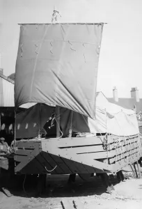 Picture shows a life saving raft which is hoped will save the lives of thousands of ship