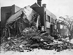 Bombed Prints: Picture shows a Merseyside The Jolly Miller public house on Queens Drive, West Derby