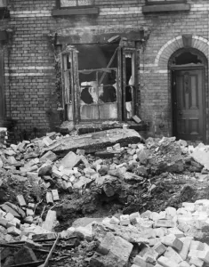 Bombed Prints: Picture shows Nazi air raid bomb damage in Stevenson Street, Wavertree Liverpool