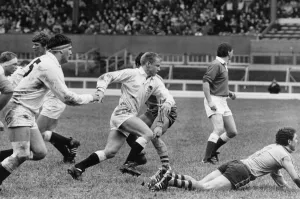 Picture shows Neil Back (centre- short light brown / blond hair, playing England)
