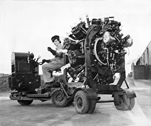 Air Force Prints: Picture shows a new Bristol Hercules Engine being transported by Mr D Robinson, aged 29