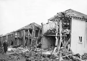 Picture shows residents of Aldborough Grove, in Hull, Yorkshire, after an air raid