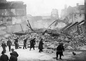 Somerset Prints: Picture shows the ruins of a bombed out building in Bristol November 1940