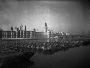 Big Ben Prints: Picture shows an unusual craft on The River Thames outside Westminster