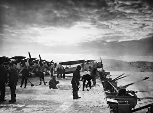 Planes Prints: Picture taken on board the British Escort carrier Campania during a recent British convoy