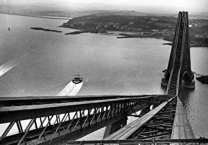 A picture taken from the top of the south cantilever of the Forth Bridge showing the site