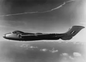 Clouds Prints: Pictured is prototype model of the De Havilland Sea Vixen the De Havilland 110 no, WG 236