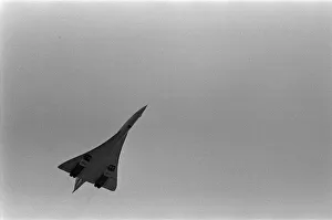 Aeroplane Prints: Pictured from the roof of the Sunday Mirror - the Concorde on its way to salute the Queen