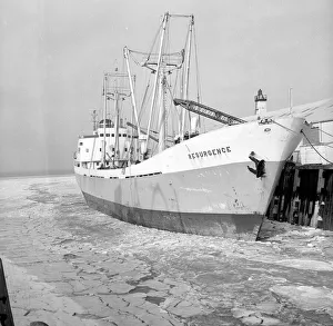 Pictures of the sea at Whitstable, Kent, frozen solid in places. 14th January 1963