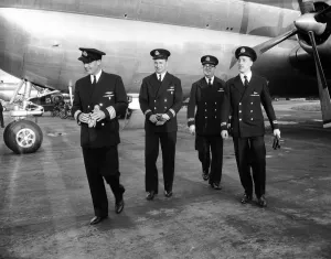 Pilots of Boeing Stratocrusier that will be used for the Queens Royal tour of