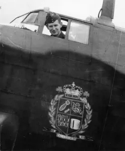 01450 Prints: Pilots choose names for their aircraft. The Halifax Bomber has the name of Cheshire